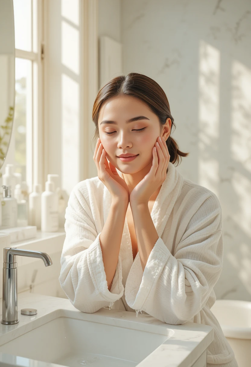 "Woman following daily beauty habits for clear, healthy, and radiant skin"