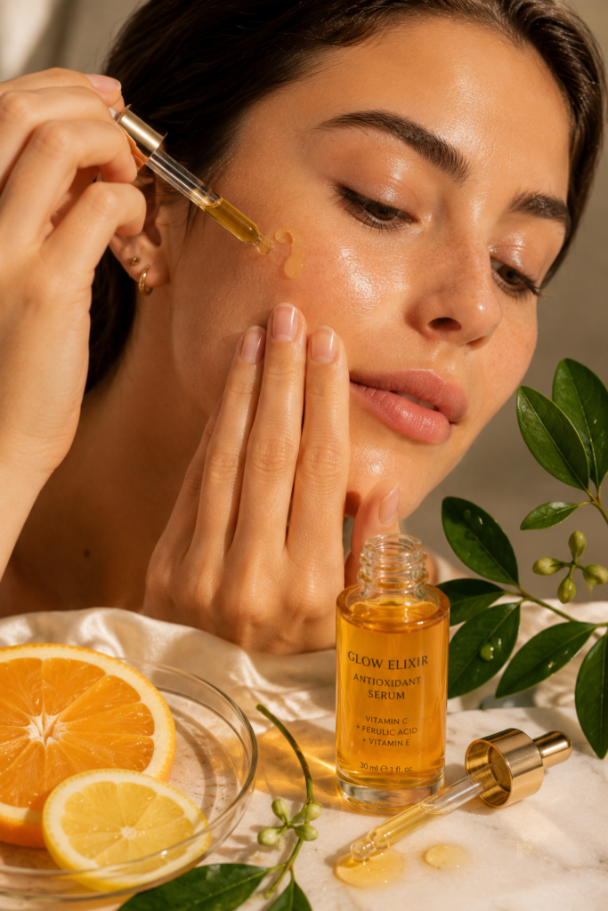 Apply an antioxidant serum before moisturizer.