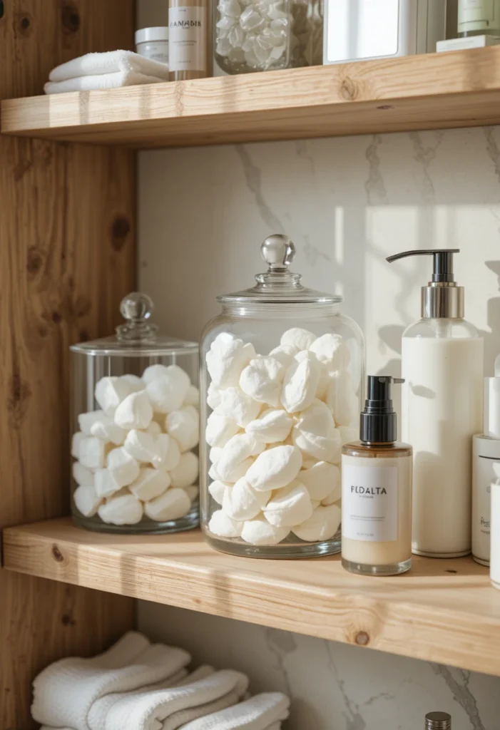 7. Swap Plastic Cotton Pad Containers for Glass Jars