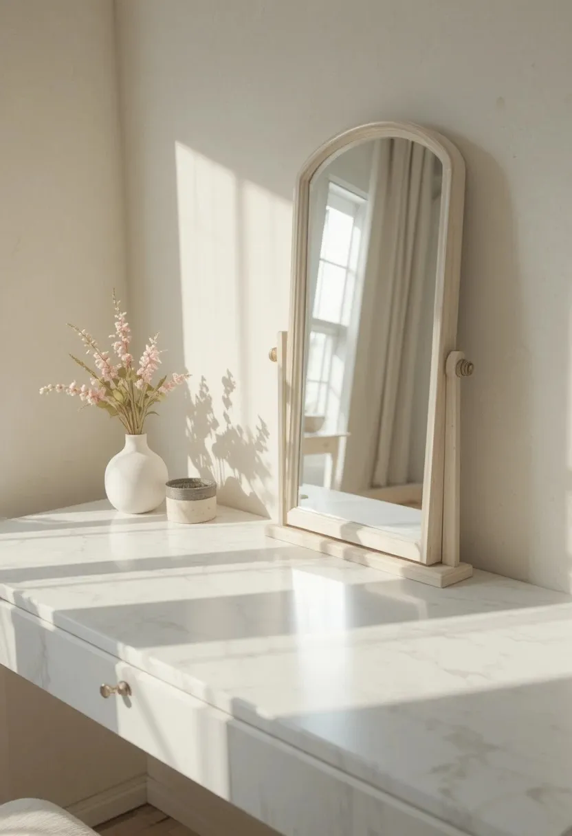 Start With a Blank, Decluttered Surface Aesthetic Skincare Shelf Setup Ideas