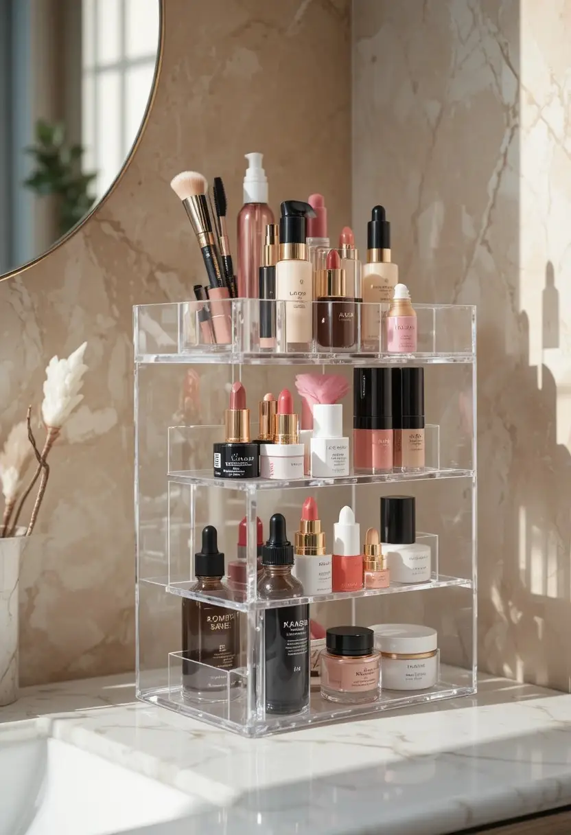 Invest in a Tiered Acrylic Organizer Aesthetic Skincare Shelf Setup Ideas